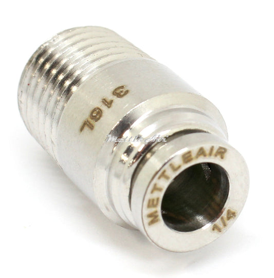 SS 316L PTC Male Straight Round 5/16" OD - 3/8" NPT Thread