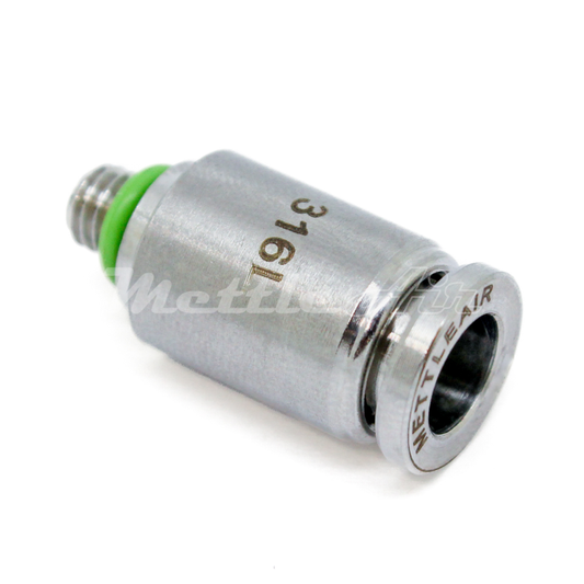 Stainless Steel 316L PTC Male Straight Round 6 mm OD - 10-32 UNF Thread
