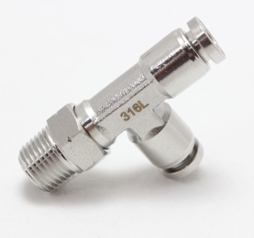 SS 316L PTC Male Run "T" 8mm OD - 3/8" NPT Thread