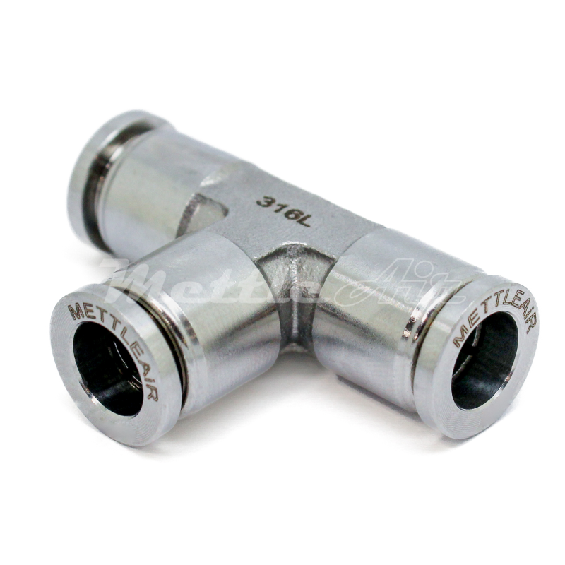 316L Stainless Steel Push To Connect Tee Fitting 1/4" OD - 4 mm OD