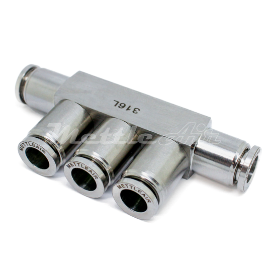 316L Stainless Steel Push to Connect Manifold Union 1/2" OD - 3/8" OD