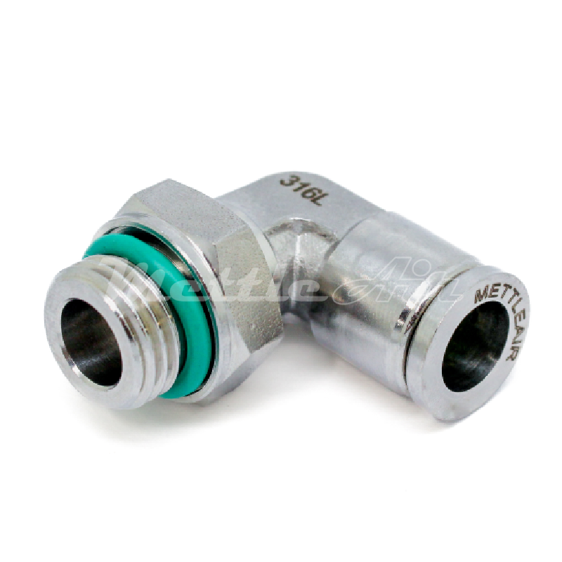 Raccord coudé à pousser en acier inoxydable 316L, diamètre extérieur 6 mm x 1/8" BSPP (G) mâle