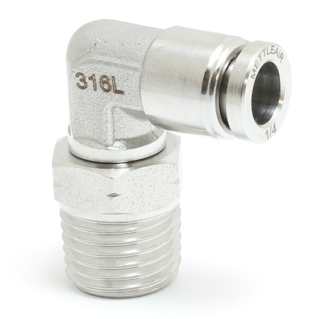 316L Stainless Steel Elbow Push To Connect Fitting 10 mm OD x 1/8" NPT Male