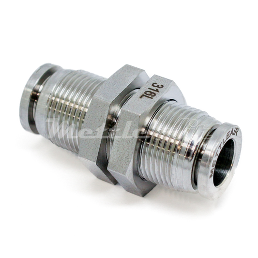 Stainless Steel 316L PTC Straight Bulkhead Union 1/8" OD