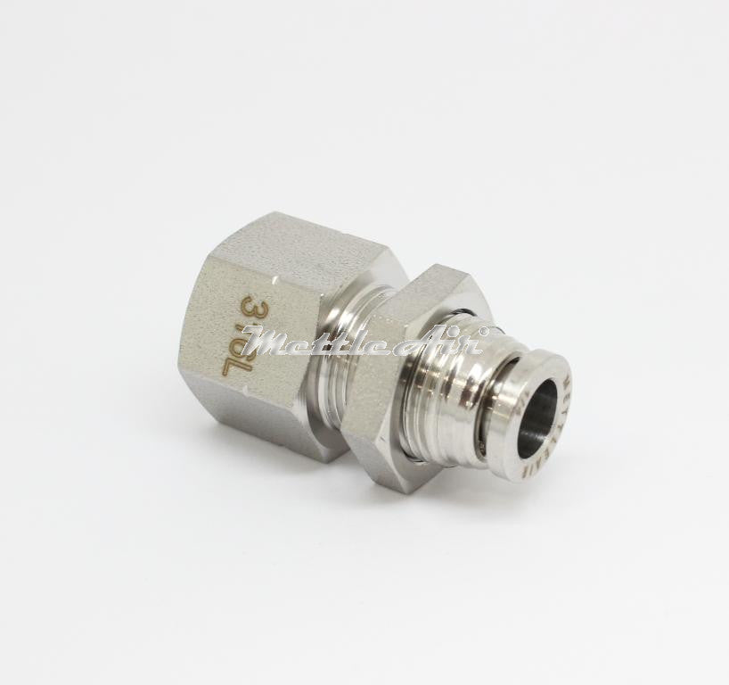 SS 316L PTC Bulkhead Female Straight 1/4" OD - 3/8" NPT