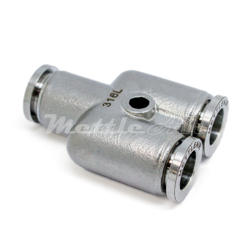 316L Stainless Steel Push To Connect Y Fitting 8 mm OD - 5/16" OD