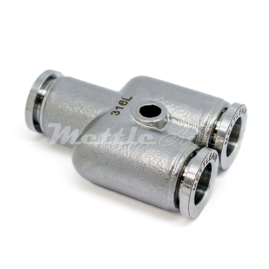 316L Stainless Steel Push To Connect Y Fitting 8 mm OD - 5/16" OD