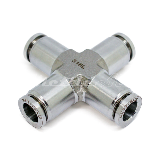 Stainless Steel 316L PTC Cross Union Fitting 8 mm OD