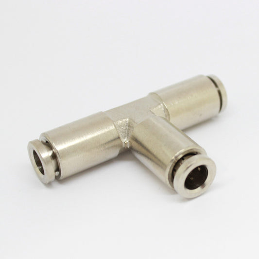 Nickel-Plated Brass PTC Tee Union Fitting 5/32" OD - 5/32" OD CLEARANCE
