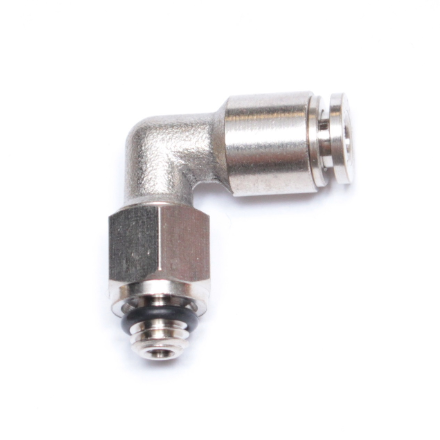 Nickel-Plated Brass PTC 90° Elbow Fitting 1/4" OD x 10-32 UNF Male