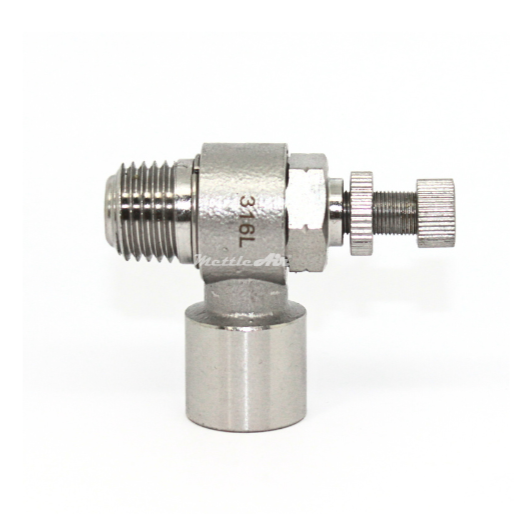 316L Stainless Steel Elbow Speed Control Male-Female, METER OUT, 1/4"MNPT-1/4"FNPT