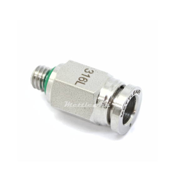 316L Stainless Steel Straight Push To Connect Fitting 1/4" OD - M5 x 0.8 Male