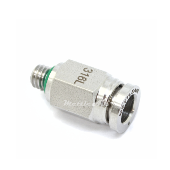 Stainless Steel 316L PTC Straight Fitting 4 mm OD x M5 x 0.8 Male