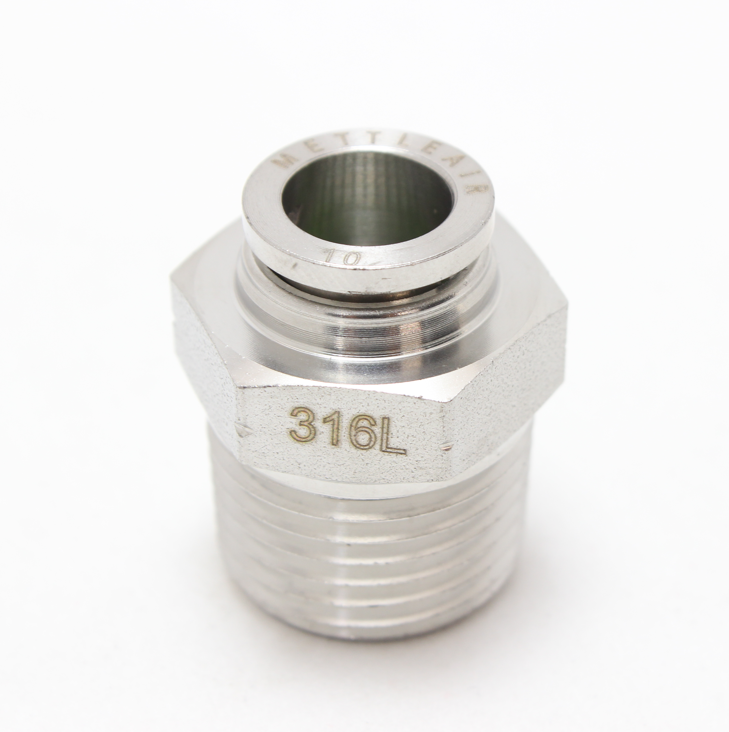 316L Stainless Steel Straight Push To Connect Fitting 1/8" OD x 1/4" NPT Male