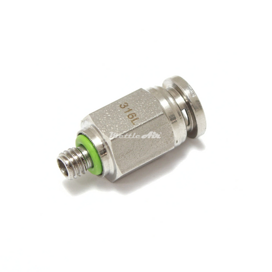 316L Stainless Steel Straight Push To Connect Fitting 1/4" OD x 10-32 UNF Male