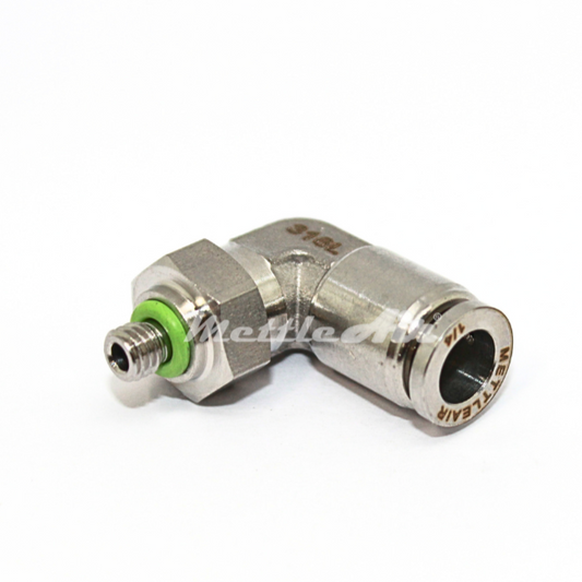 316L Stainless Steel Elbow Push To Connect Fitting 5 mm OD x 10-32 UNF Male