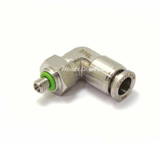 Stainless Steel 316L PTC Elbow Fitting 1/4" OD x - M5 x 0.8 Male