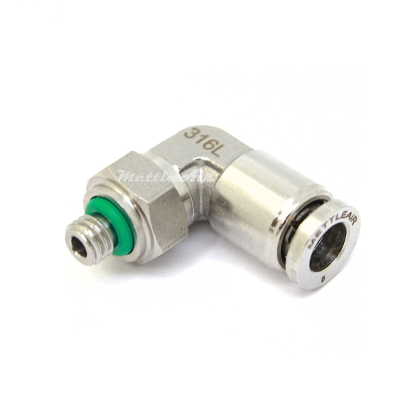 Stainless Steel 316L PTC Elbow Fitting 4 mm OD x M6 x 1.0 Male