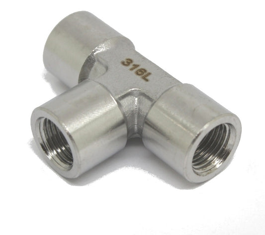 316L Stainless Steel Female Tee 1/4" BSPP (G) Female