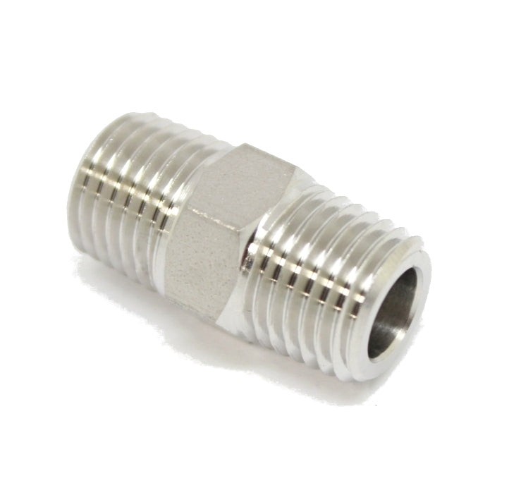 316L Stainless Steel 3/8" NPT Male Hex Nipple