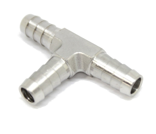 316L Stainless Steel 1/4" Hose ID Barb Tee