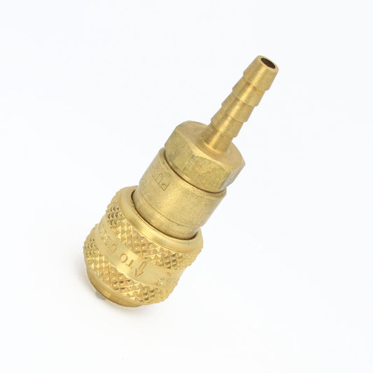 3/8" Body x 1/4" Hose ID Barb Automatic Industrial Interchange Coupler Brass