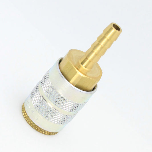 1/4" Body x 3/8" Hose ID Barb Manual Industrial Interchange Coupler Brass