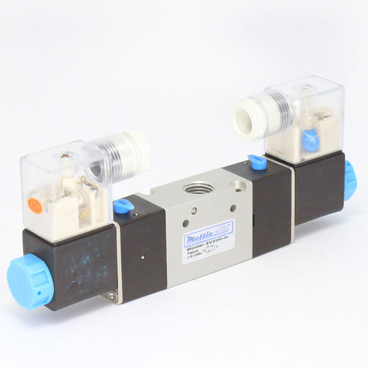 3 Way 2 Position NORMALLY CLOSED Valve 1/4" NPT DIN Connector Double Solenoid AC 220V