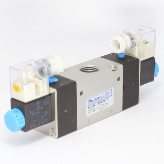 3 Way 2 Position NORMALLY CLOSED Valve 1/2" NPT DIN Connector Double Solenoid AC 24V