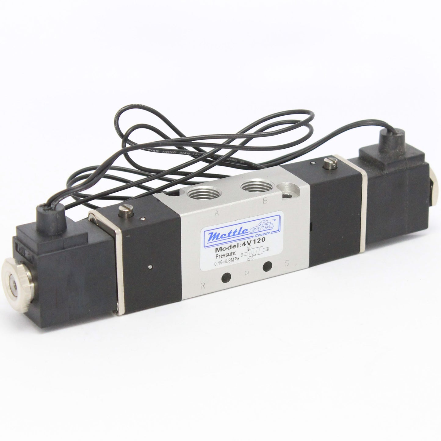 Vanne 5 ports, 4 voies, 2 positions, fils NPT 1/8", double solénoïde, CA 220 V