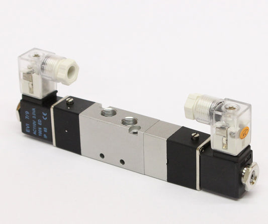 Vanne centrale fermée à 5 ports, 4 voies, 3 positions, connecteur DIN 1/8" NPT, double solénoïde, AC 220 V