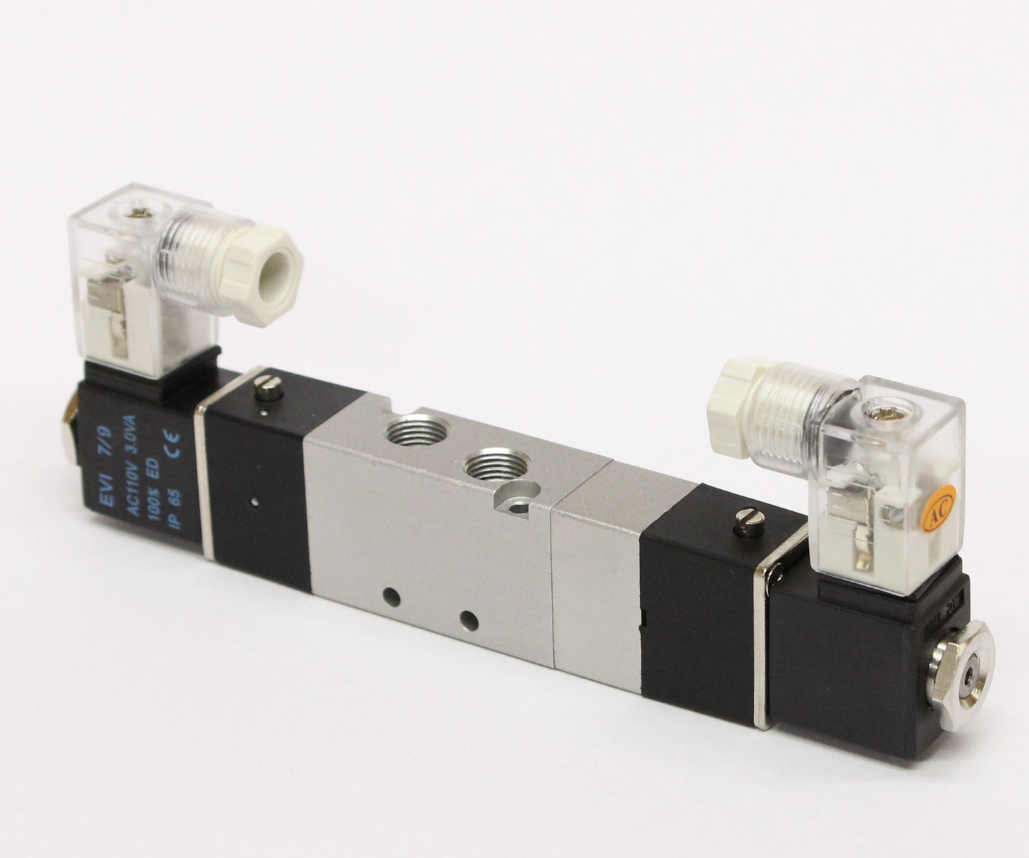 Vanne centrale fermée à 5 ports, 4 voies, 3 positions, connecteur DIN 1/8" NPT, double solénoïde, 24 V CA