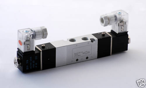 Valve d'échappement centrale 5 ports, 4 voies, 3 positions, connecteur DIN 1/8" NPT, double solénoïde, DC 12 V