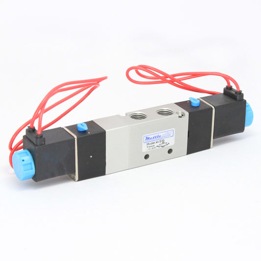 5 Ports 4 Way 3 Position CLOSED Center Valve 1/4" NPT (Exh. 1/8") Wire Leads Double Solenoid AC 24V