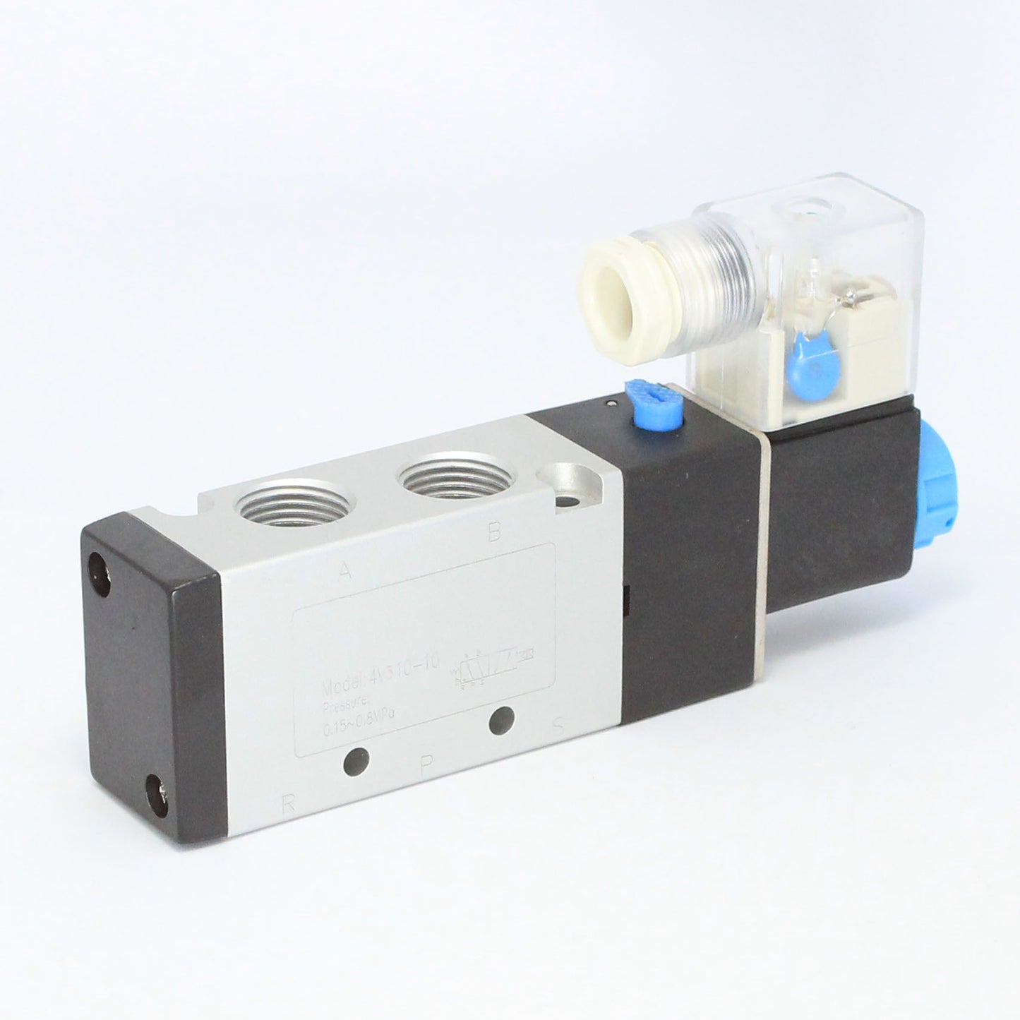 5 Ports 4 Way 2 Position Valve 1/4" NPT DIN Connector Single Solenoid AC 110V