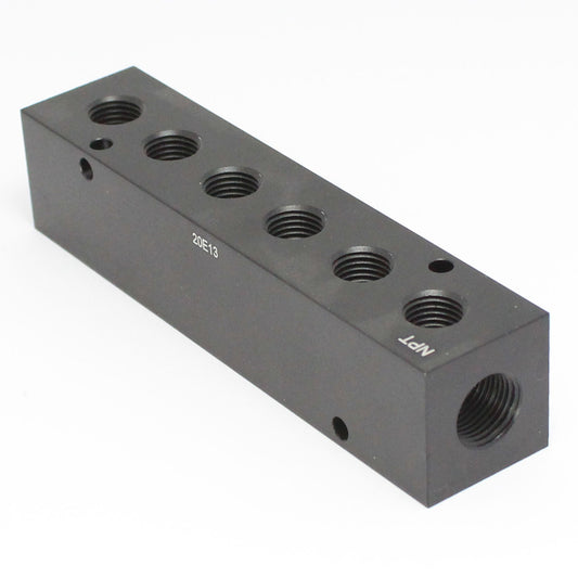 Aluminum Manifold 2 x 3/4" NPT IN - 6 x 1/4" NPT Out