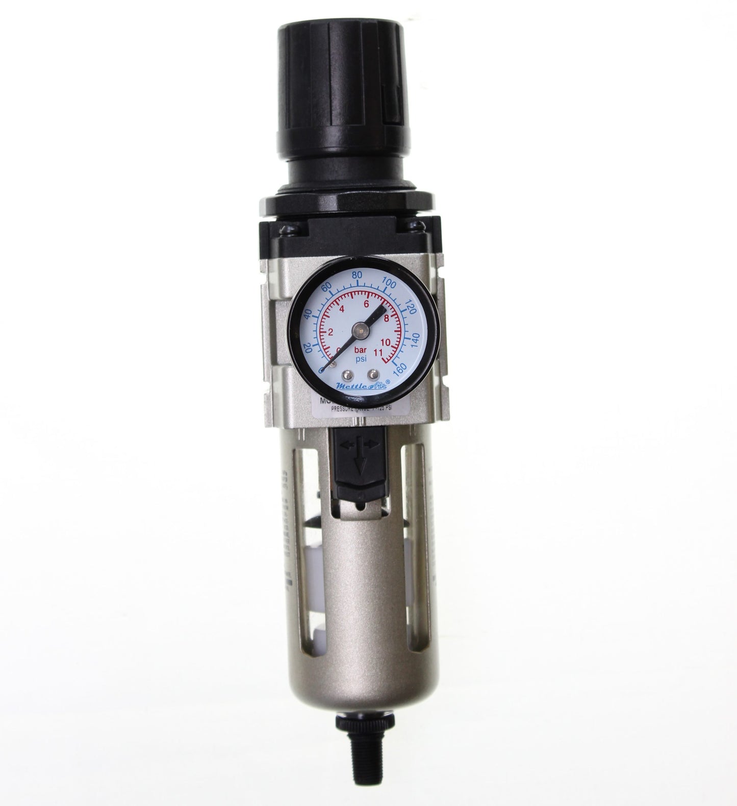 Filter Regulator PIGGYBACK 1/4" NPT, Auto Drain, 2000 L/min c/w Bracket & 160 psi Gauge