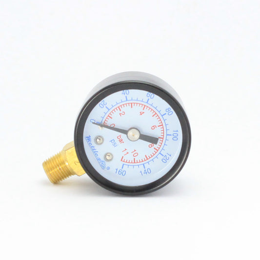 160PSI/11BAR 1/8" Male NPT Compressed/Compressor Air Gauge Bottom Mount MettleAir