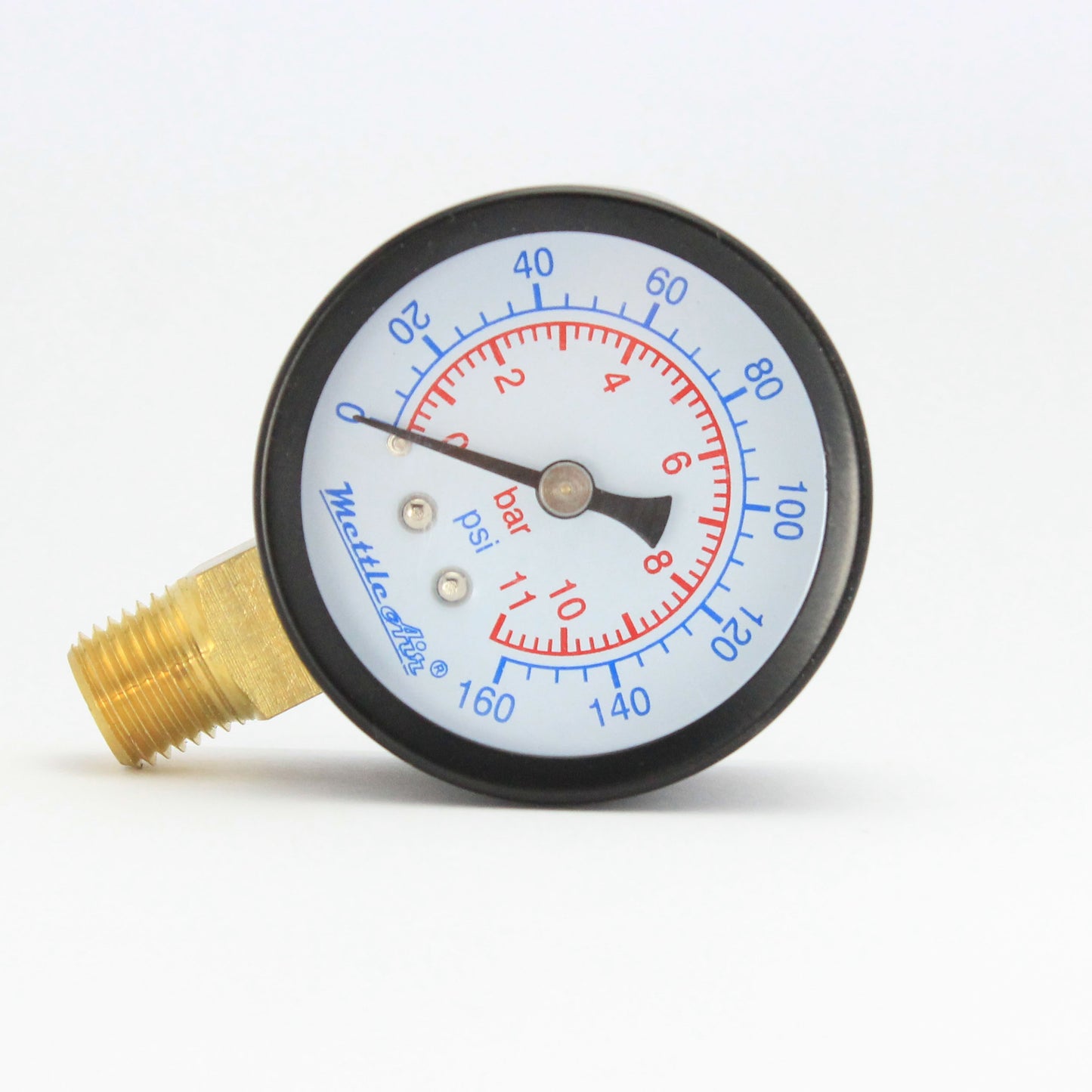 160PSI/11BAR 1/4" Male NPT Compressed/Compressor Air Gauge Bottom Mount MettleAir