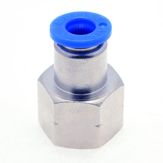 Push to Connect Straight Female Fitting 6 mm OD - M5 x 0.8 Female