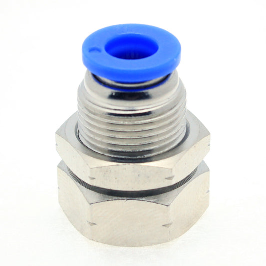 Push to Connect Straight Bulkead Female 1/4" OD - 10-32 UNF Female