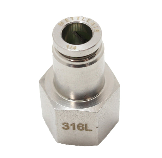 316L Stainless Steel Straight Female Push To Connect Fitting 1/8" OD x 1/4" NPT