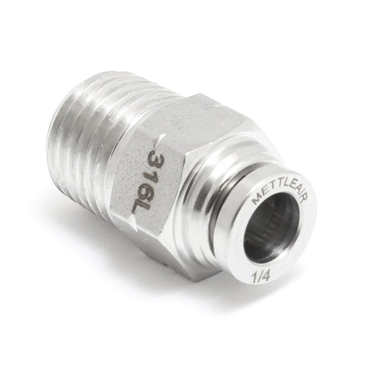 316L Stainless Steel Straight Push To Connect Fitting 3/16" OD x 1/4" NPT Male