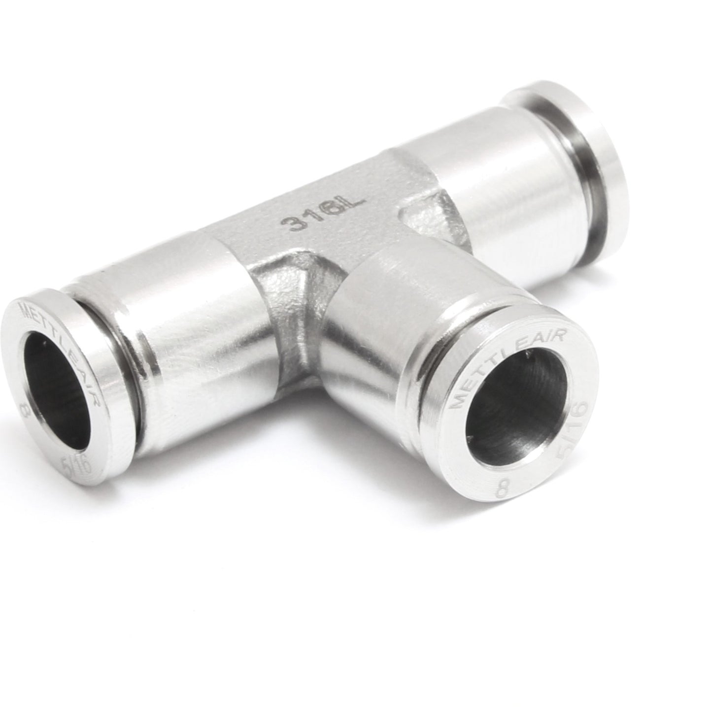 316L Stainless Steel Push To Connect REDUCER Tee Fitting 12 mm OD - 8 mm OD