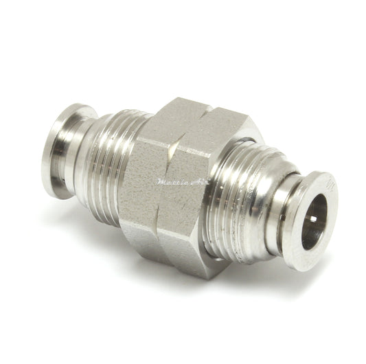 316L Stainless Steel 8 mm OD Bulkhead Union Push in to Connect Fitting