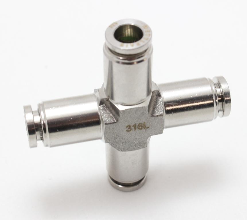 316L Stainless Steel Push To Connect Cross Union Fitting 12 mm OD